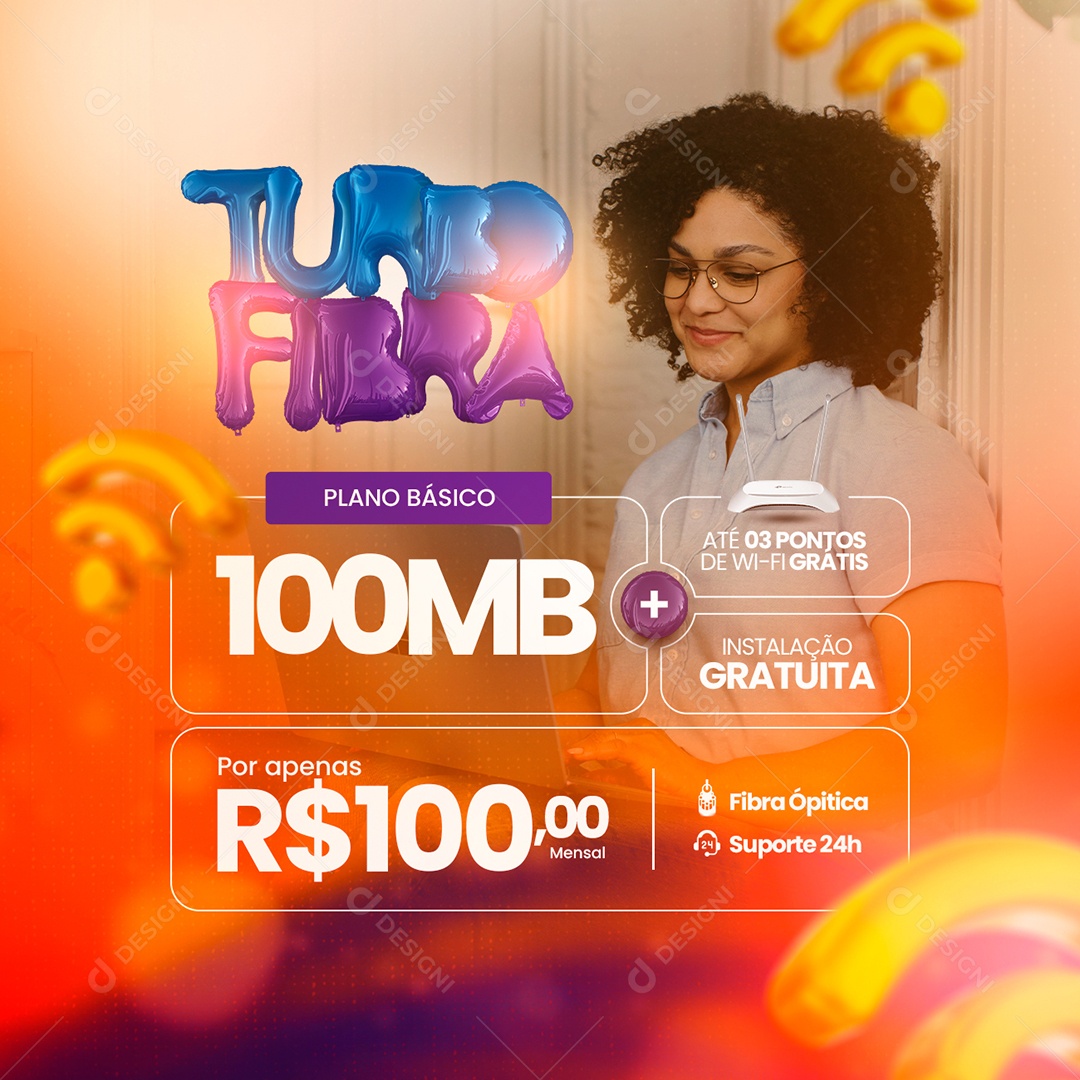 Plano Básico Campanha Provedor de Internet Social Media PSD Editável