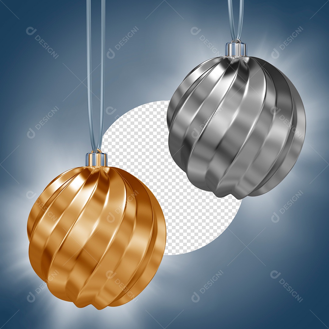 Elemento 3D Para Composição Bolas de Natal PSD