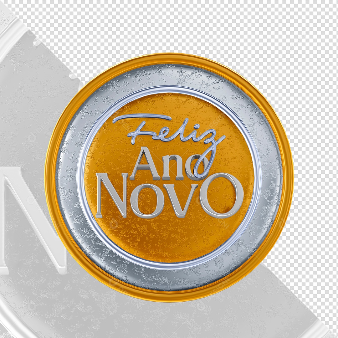 Selo 3D Feliz Ano Novo Transparente Sem Fundo PNG Transparente Sem Fundo