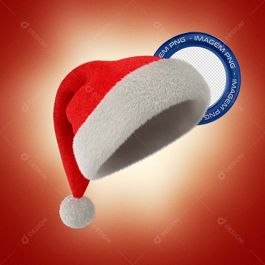 Elemento 3D Gorro Papai Noel PNG Transparente Sem Fundo