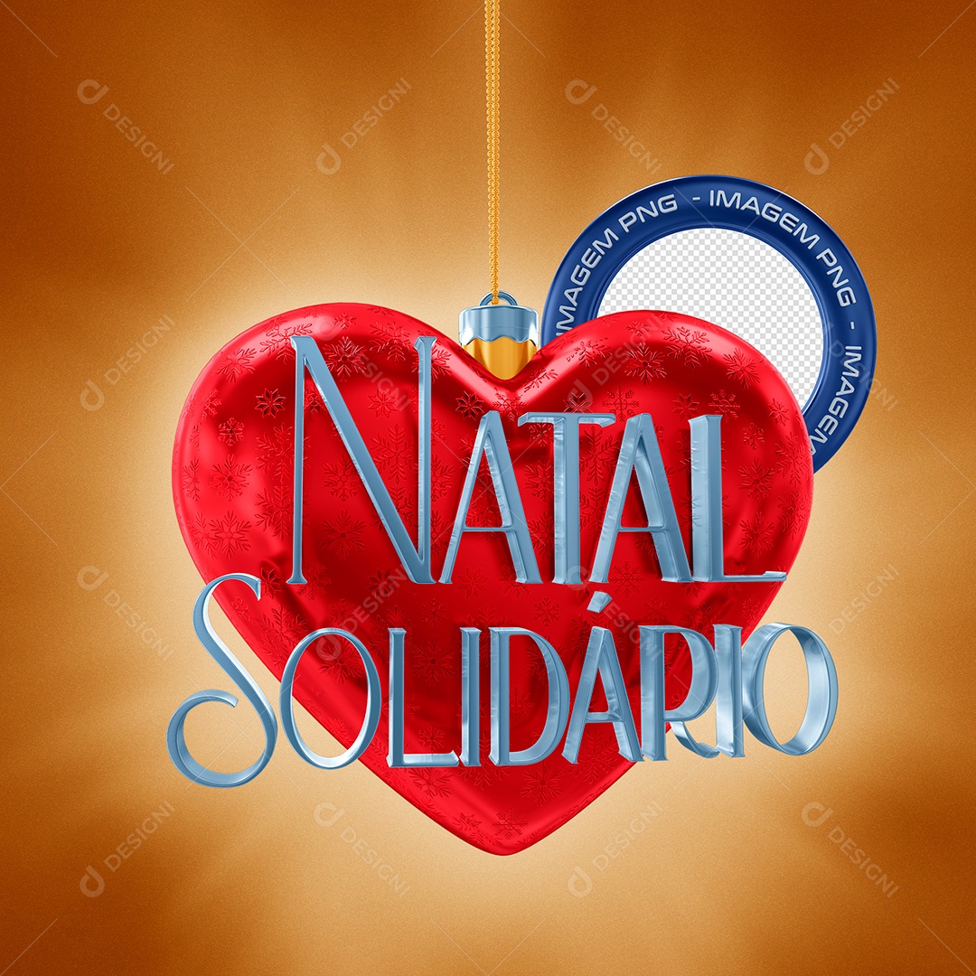 Selo 3D Natal Solidário PNG Transparente Sem Fundo