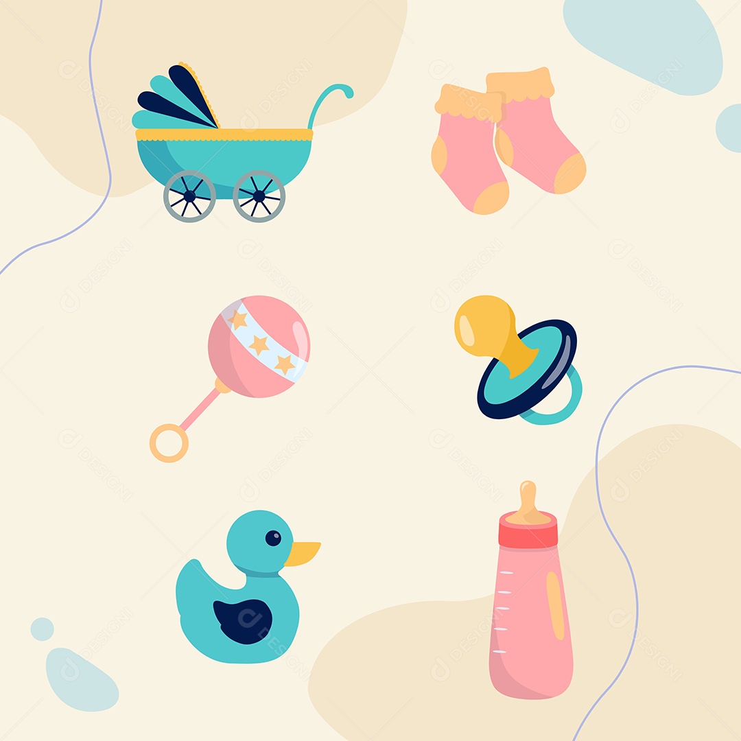 Elementos de Bebê Ilustração Vetor EPS
