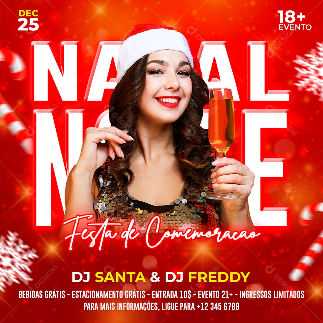 Post Festa de Natal Social Media PSD Editável