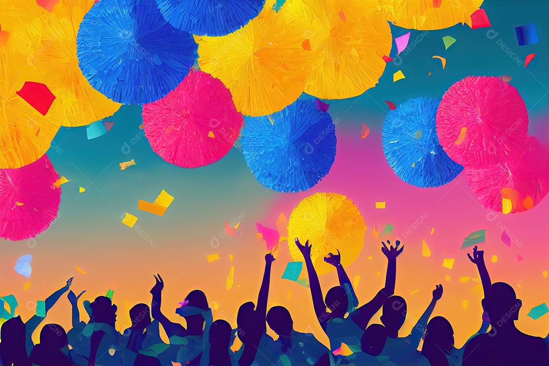 Carnaval brasileiro, festa de carnaval colorida com um conjunto de balões de festa