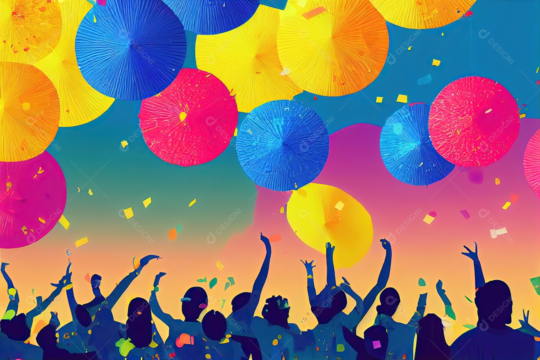 Carnaval brasileiro, festa de carnaval colorida com um conjunto de balões de festa