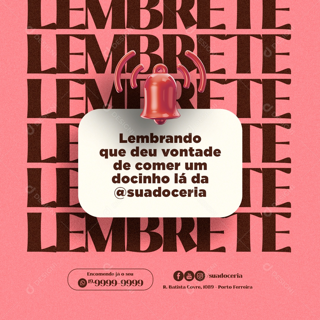 Lembrando que deu Vontade de Comer um Docinho da Doceria Social Media PSD Editável