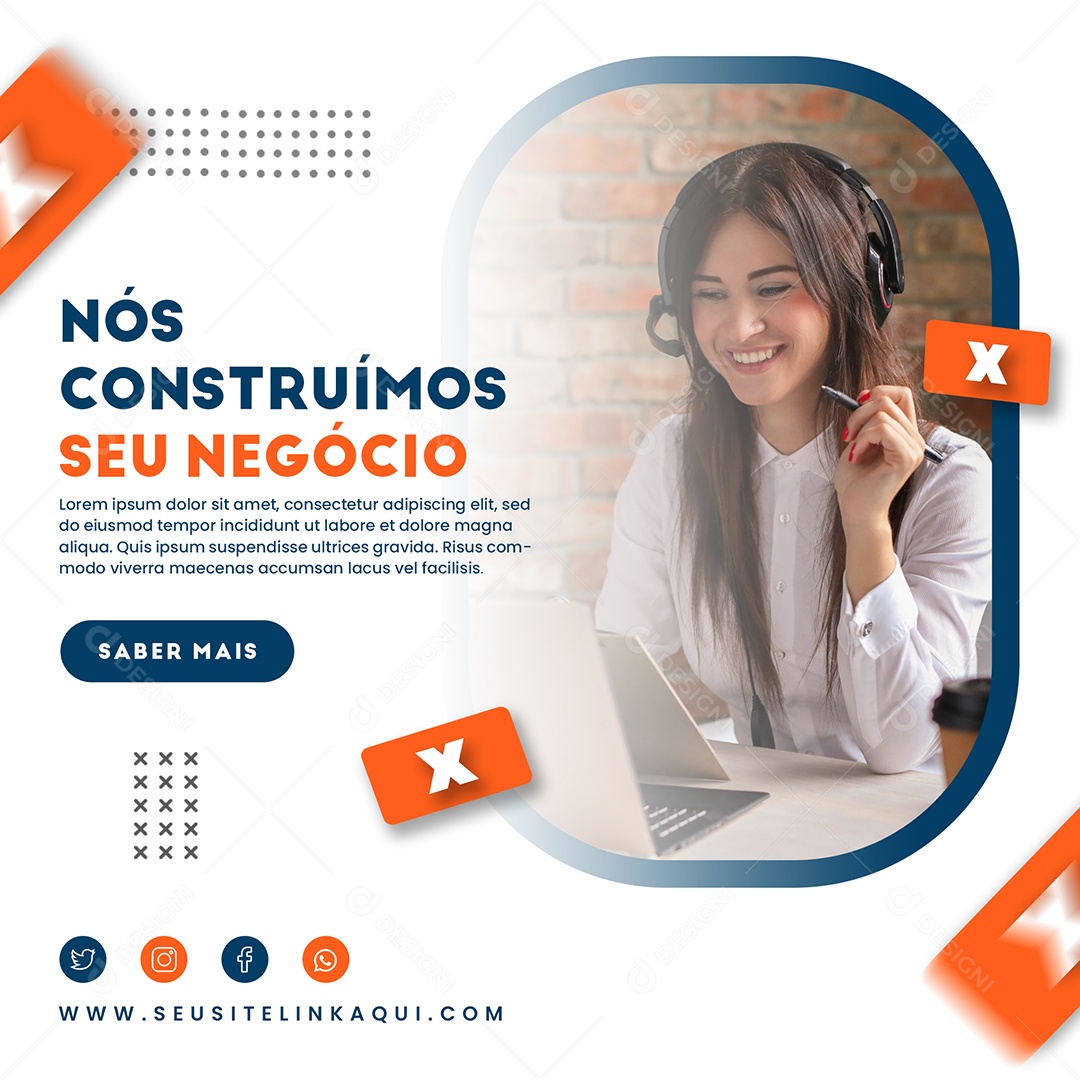 Nós Construímos Seu Negócio Social Media PSD Editável