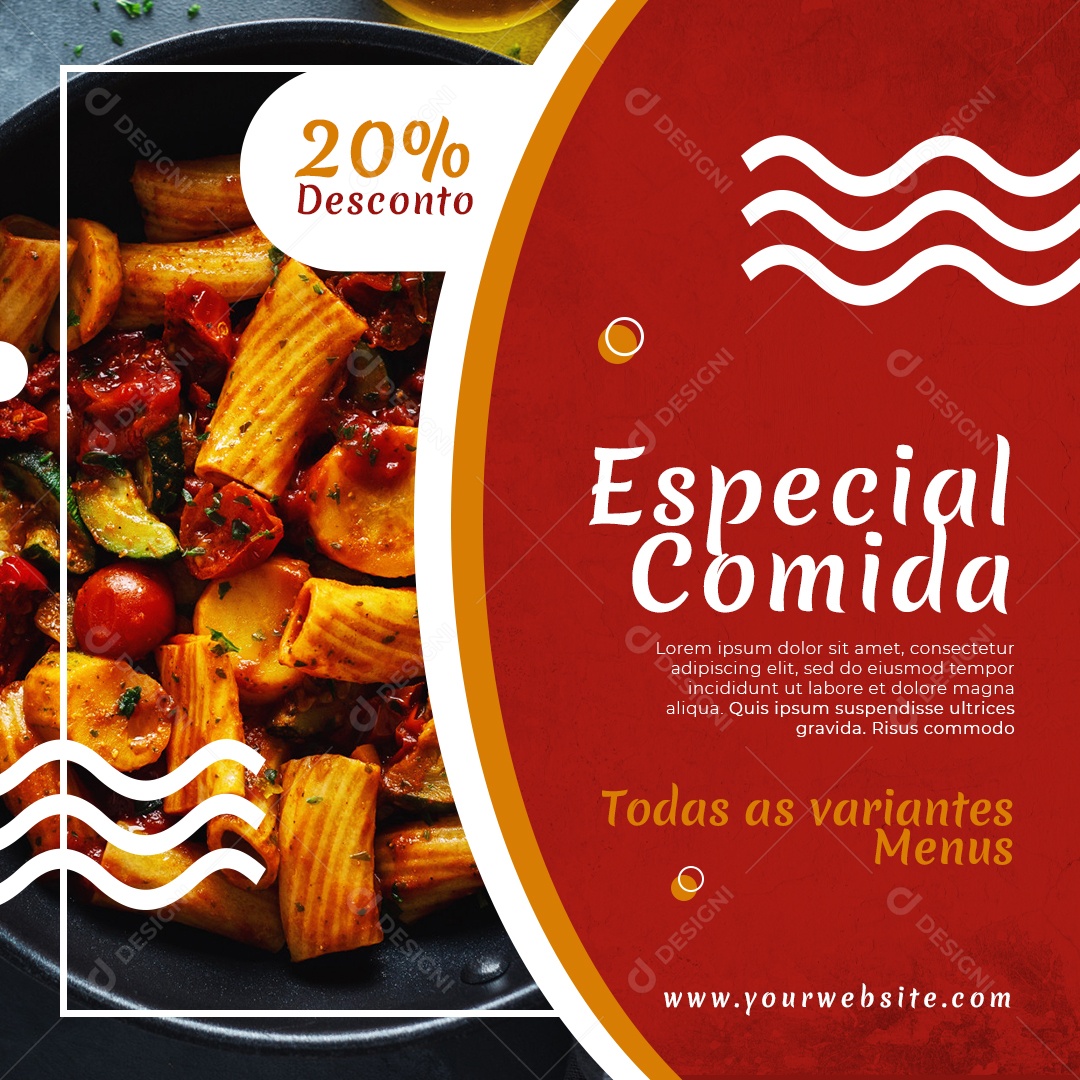 Comida Especial Venha Conferir Social Media PSD Editável