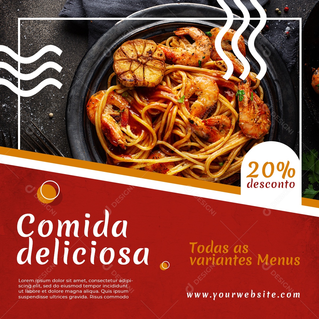 Comida Deliciosa Venha Conferir Social Media PSD Editável