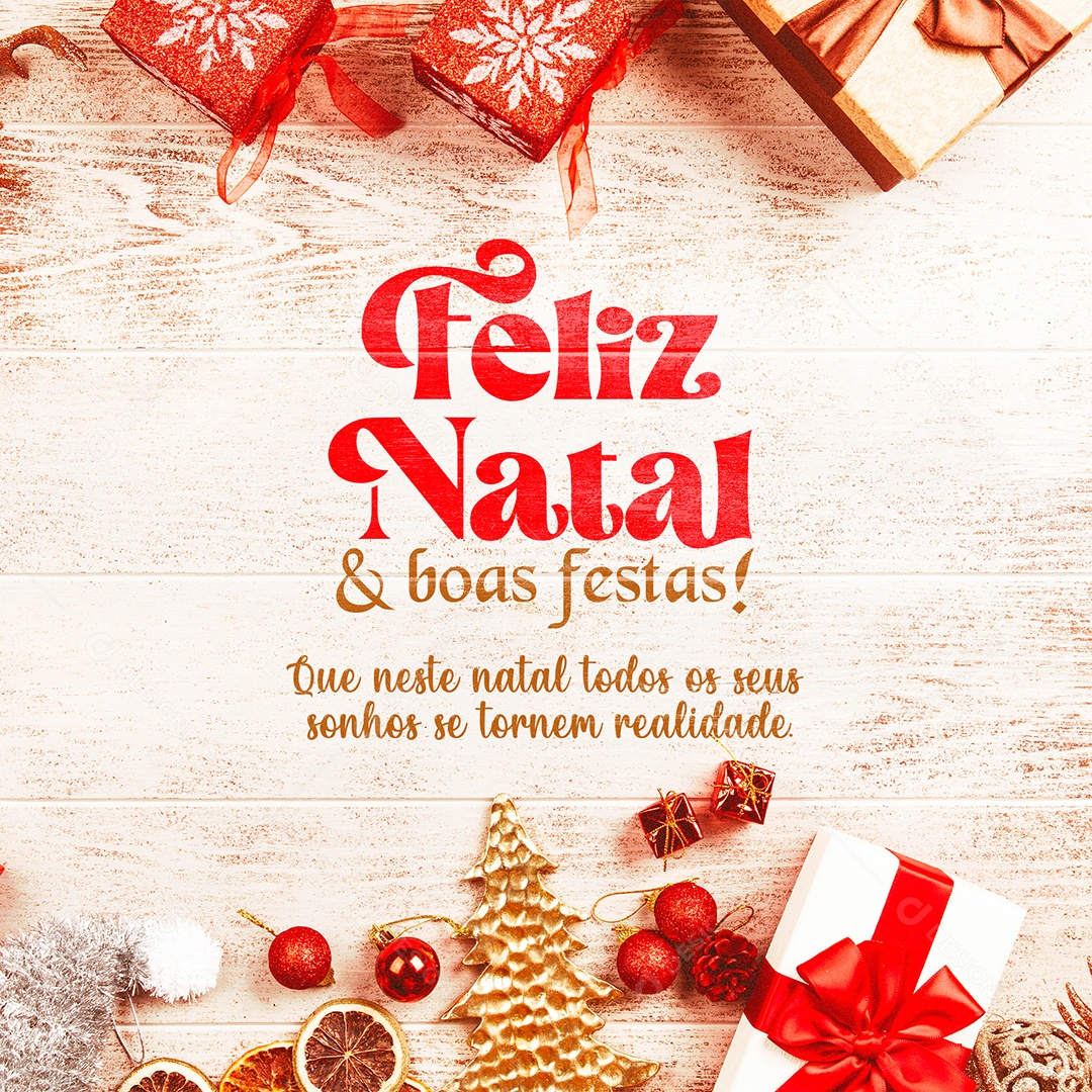 Feliz Natal E Boas Festas Ano Novo Social Media PSD Editável