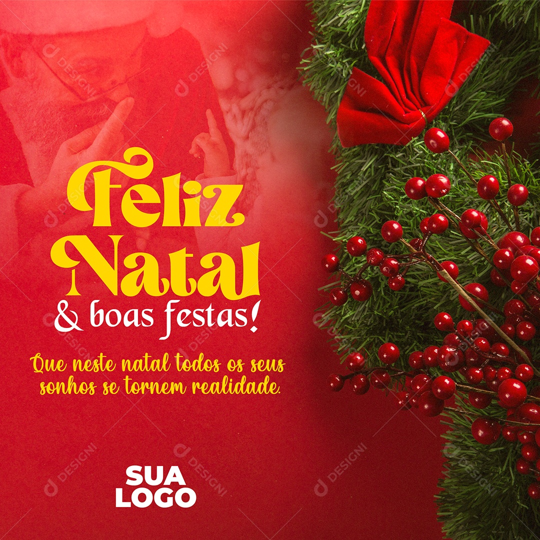 Feliz Natal E Boas Festas Social Media PSD Editável