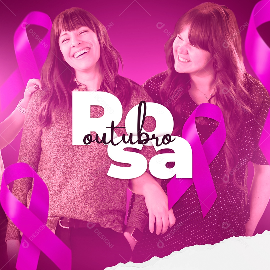 Outubro Rosa Mês de Conscientização sobre o Câncer de Mama Social Media PSD Editável