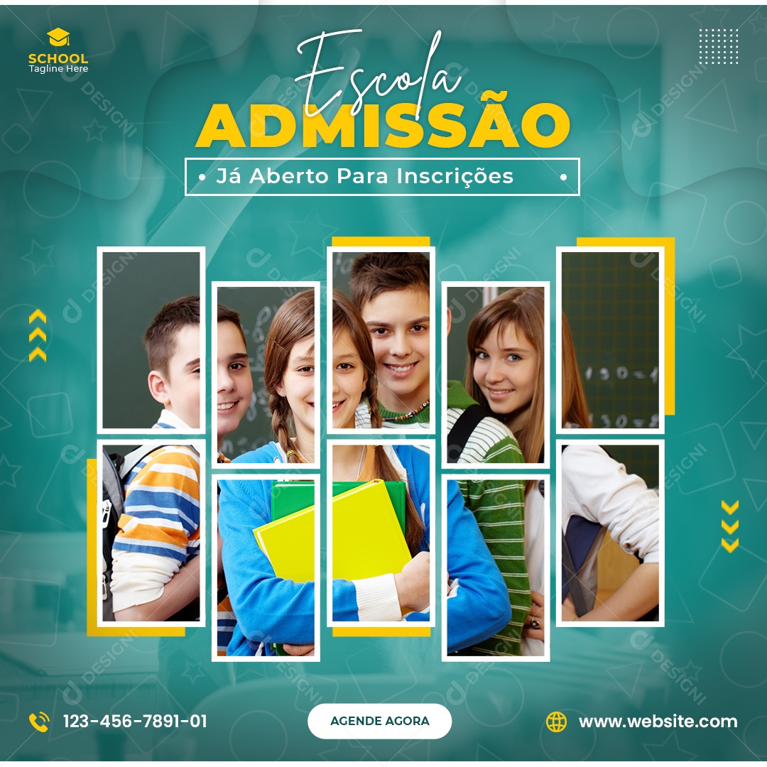 Escola Admissão Já Aberto Para Inscrições Social Media PSD Editável
