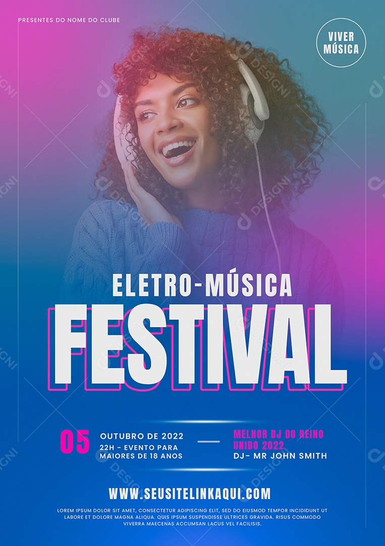 Eletro-Música Festival Social Media PSD Editável