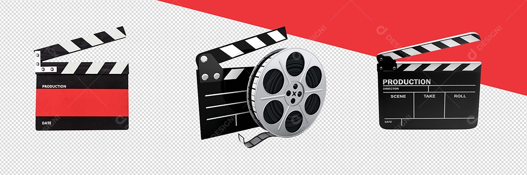 Cinema Elementos 3D para Composição PSD
