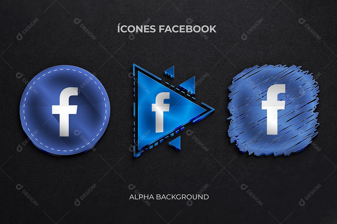 Ícones Facebook Elemento 3D para Composição PSD