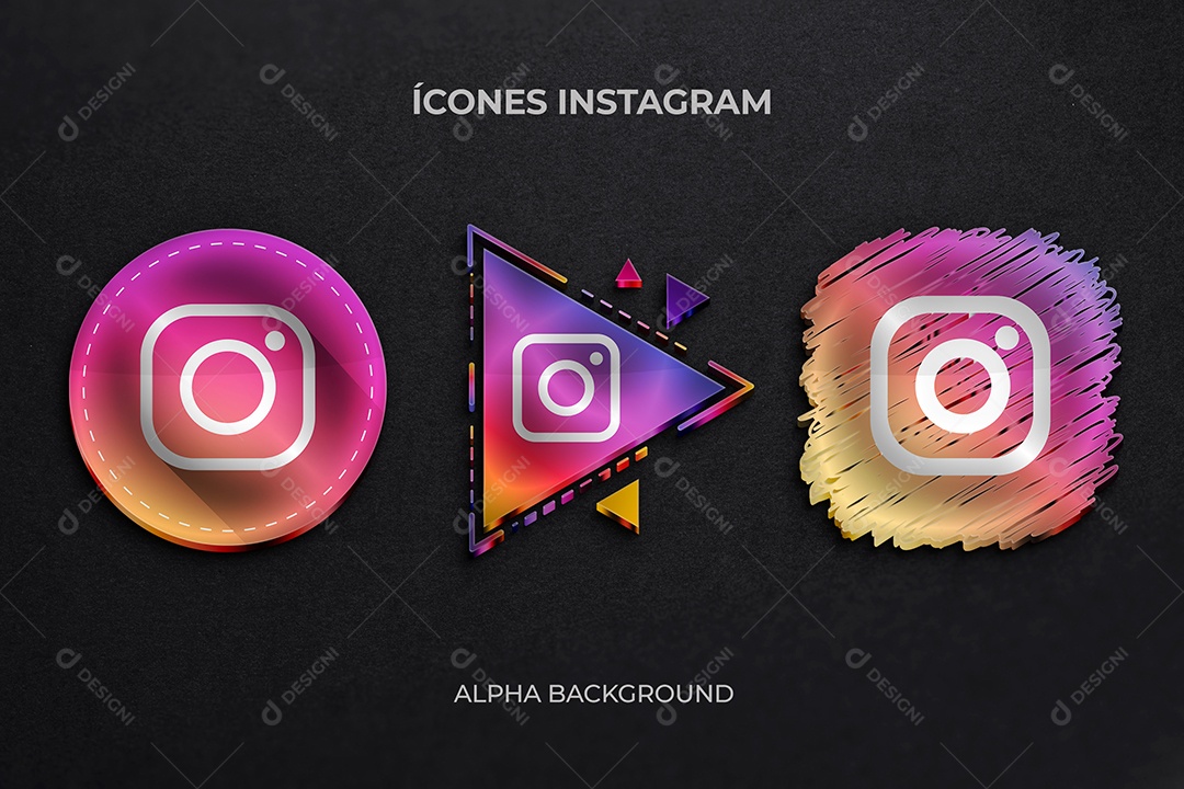 Ícones Instagram Elemento 3D para Composição PSD