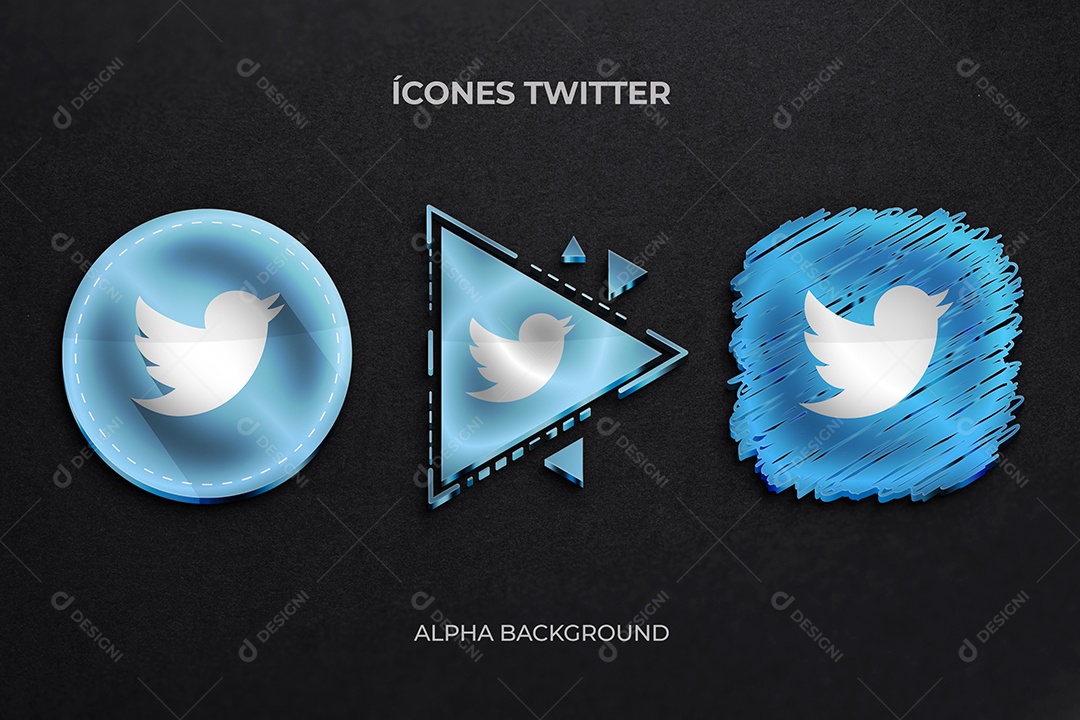 Twitter Icons 3D Element for Composition PSD