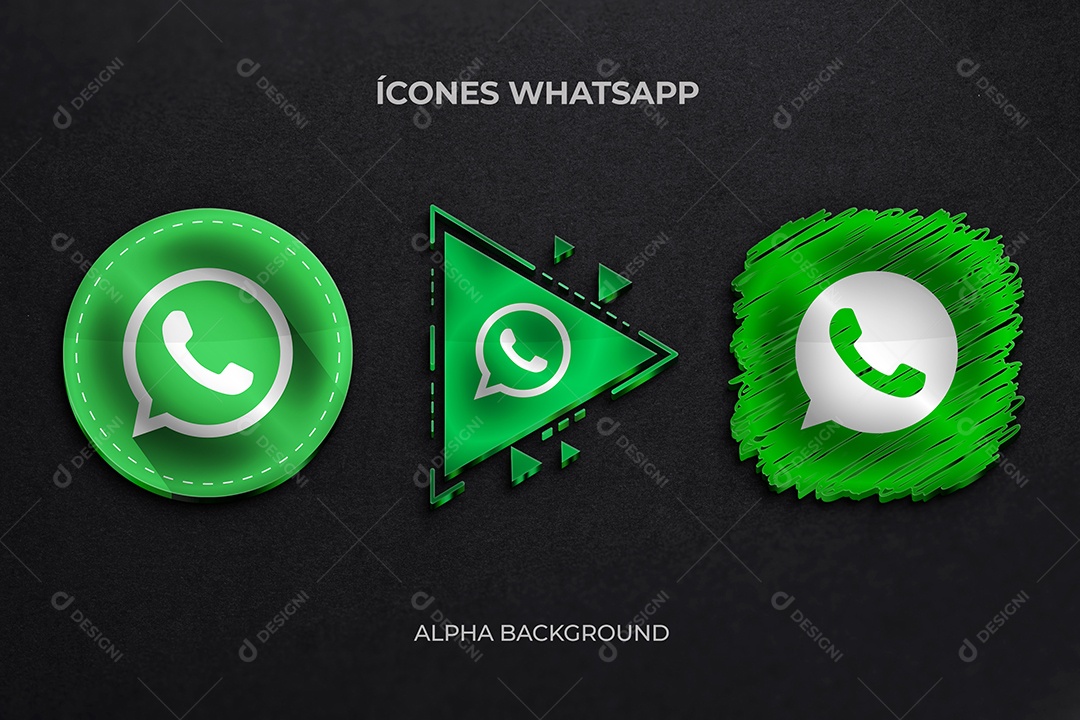 Ícones Whatsapp Elemento 3D para Composição PSD