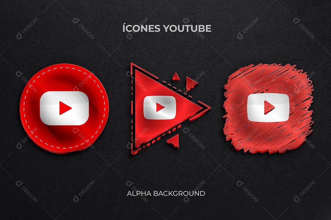 Ícones Youtube Elemento 3D para Composição PSD