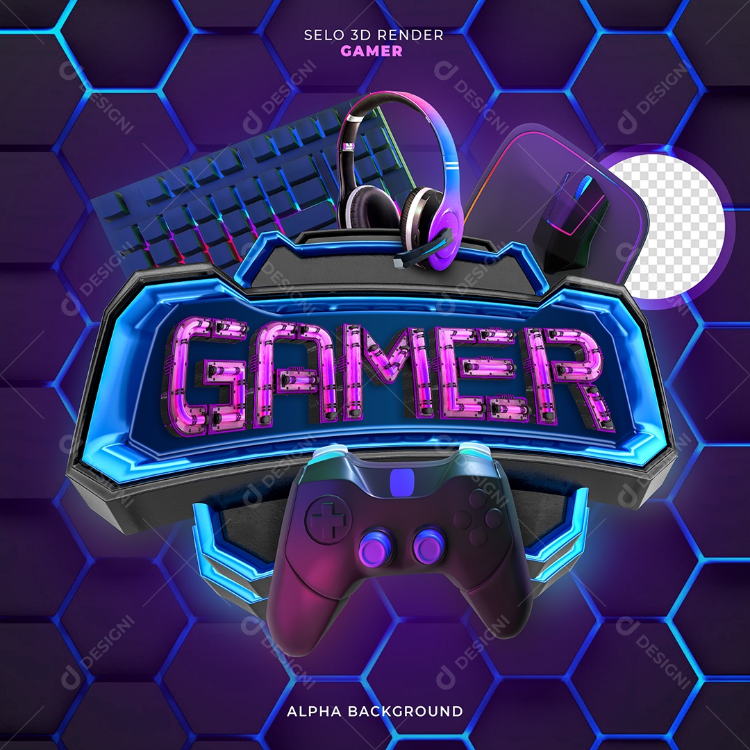 Gamer Selo 3D para Composição PSD