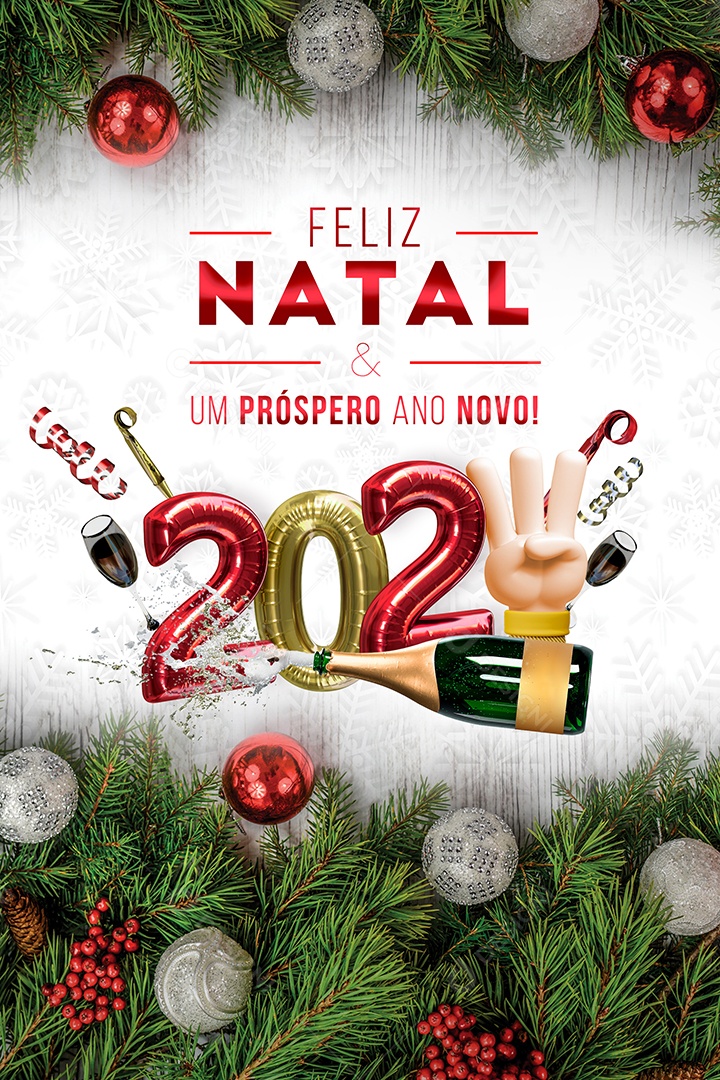 Feliz Natal E Um Próspero Ano Novo Social Media PSD Editável