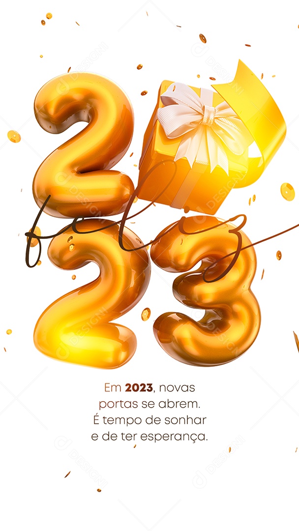 Story Em 2023 Novas Portas se Abrem Feliz 2023 Ano Novo Social Media PSD Editável
