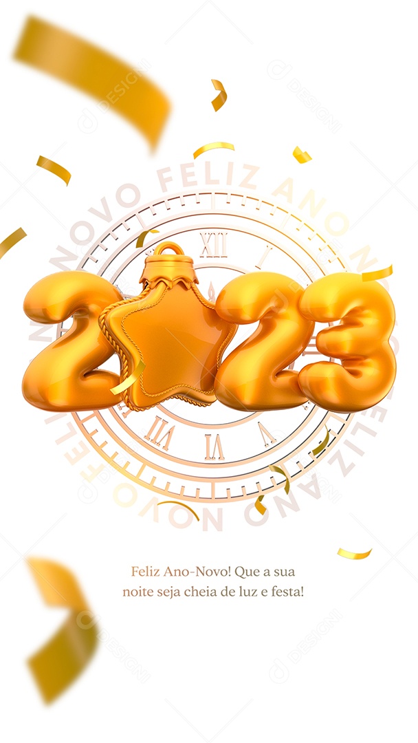Story Que a Sua Noite Seja Cheia de Luz e Festa Feliz Ano Novo 2023 Social Media PSD Editável