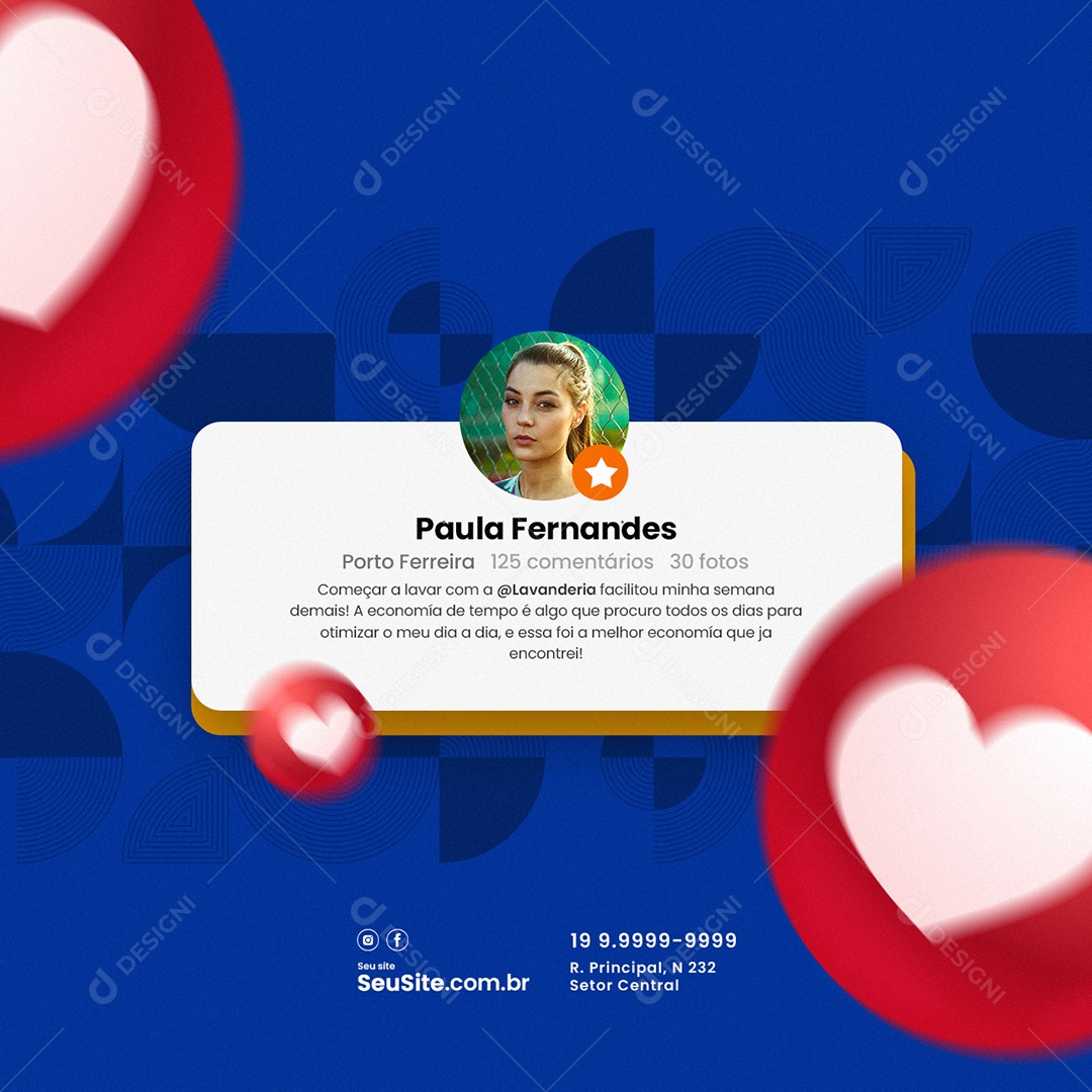 Feedback Facilitou Minha Semana Lavanderia Social Media PSD Editável