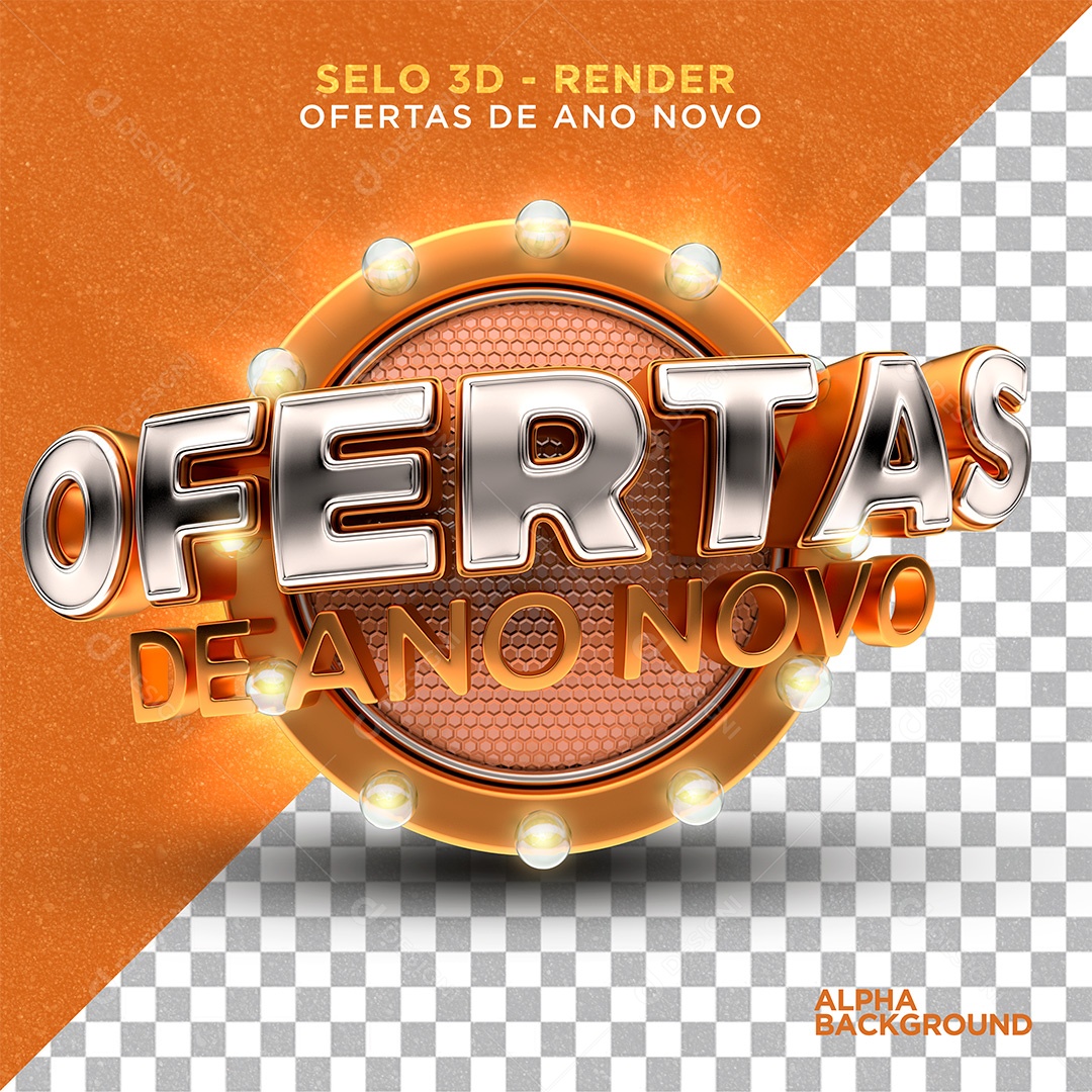 Selo 3D Para Composição Ofertas de Ano Novo PSD