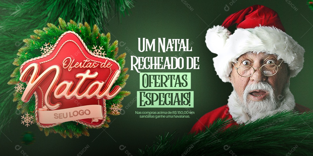 Banner de Natal Um Natal Recheado Ofertas Especiais Social Media PSD Editável
