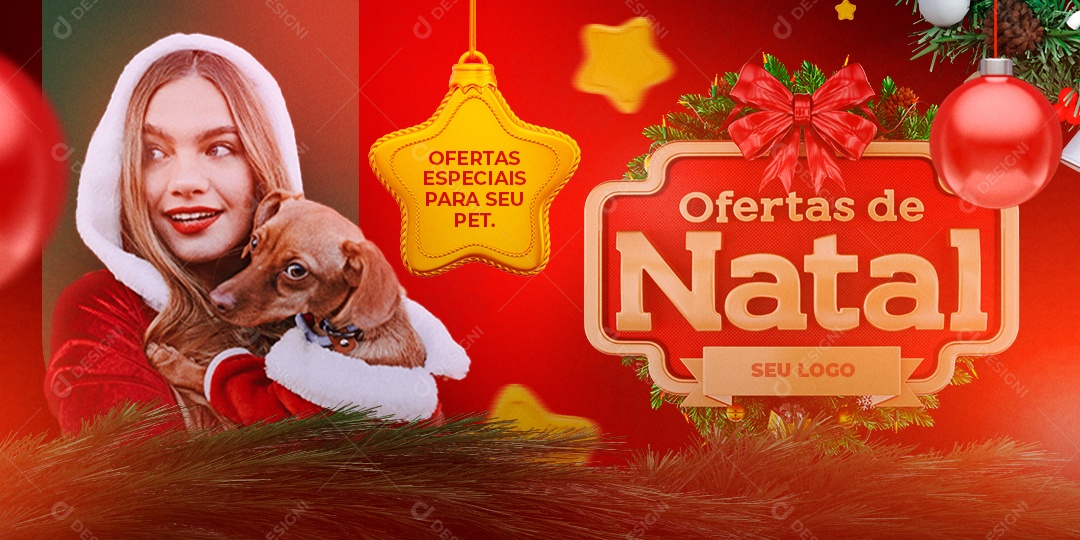 Banner Ofertas de Natal Lojas Feliz Natal Social Media PSD Editável