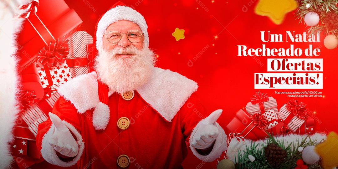 Banner Natal Recheado de Ofertas Especais Feliz Natal Social Media PSD Editável