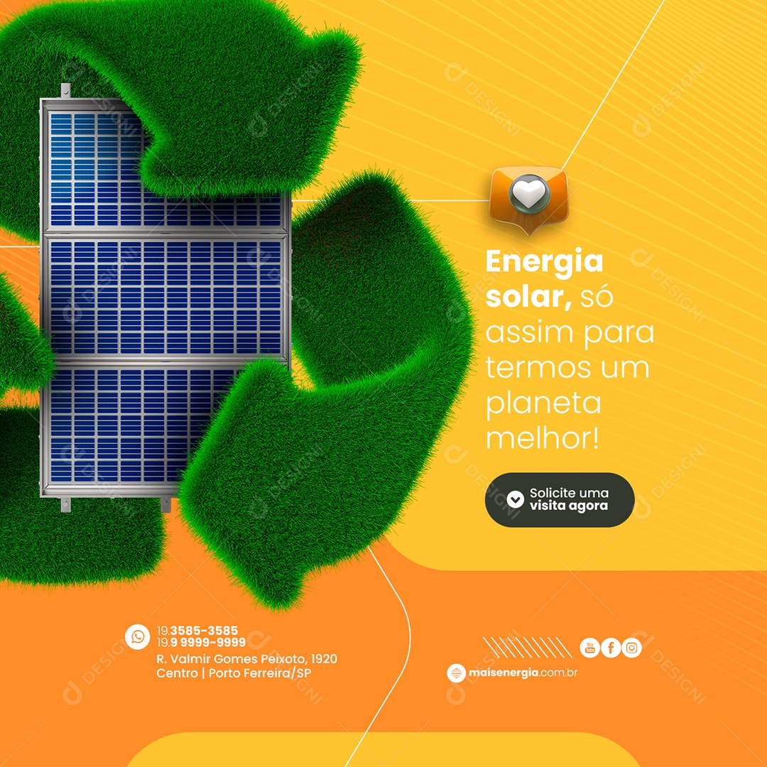 Energia Solar Só Assim para Termos Social Media PSD Editável