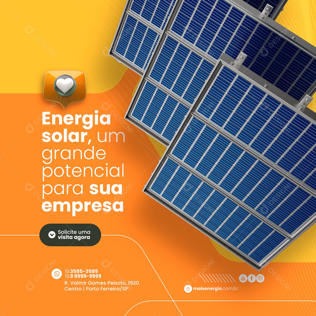 Energia Solar um Grande Potencial para sua Empresa Social Media PSD Editável