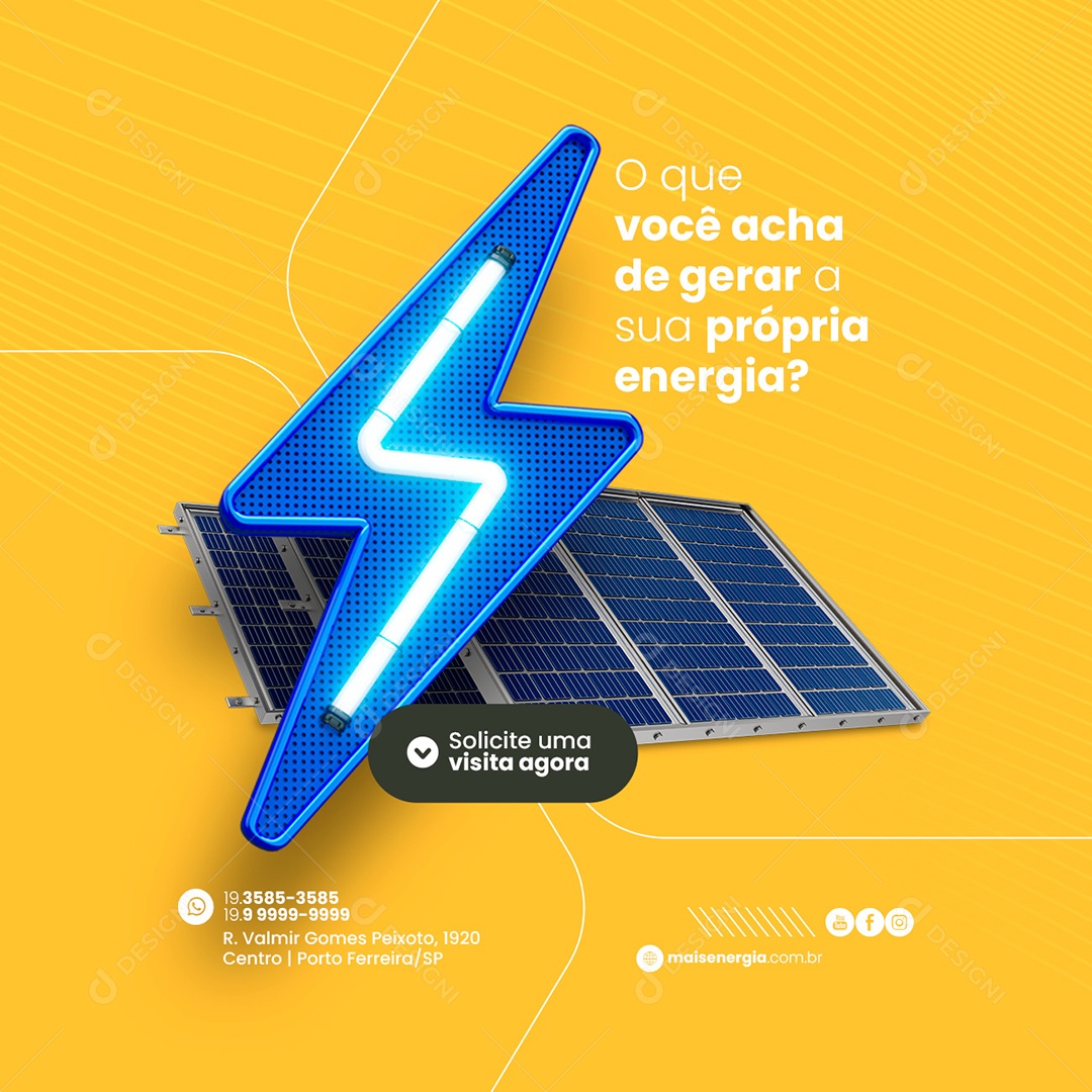 O Que Você acha de Gerar a Sua Própria Energia Solar Socia Media PSD Editável