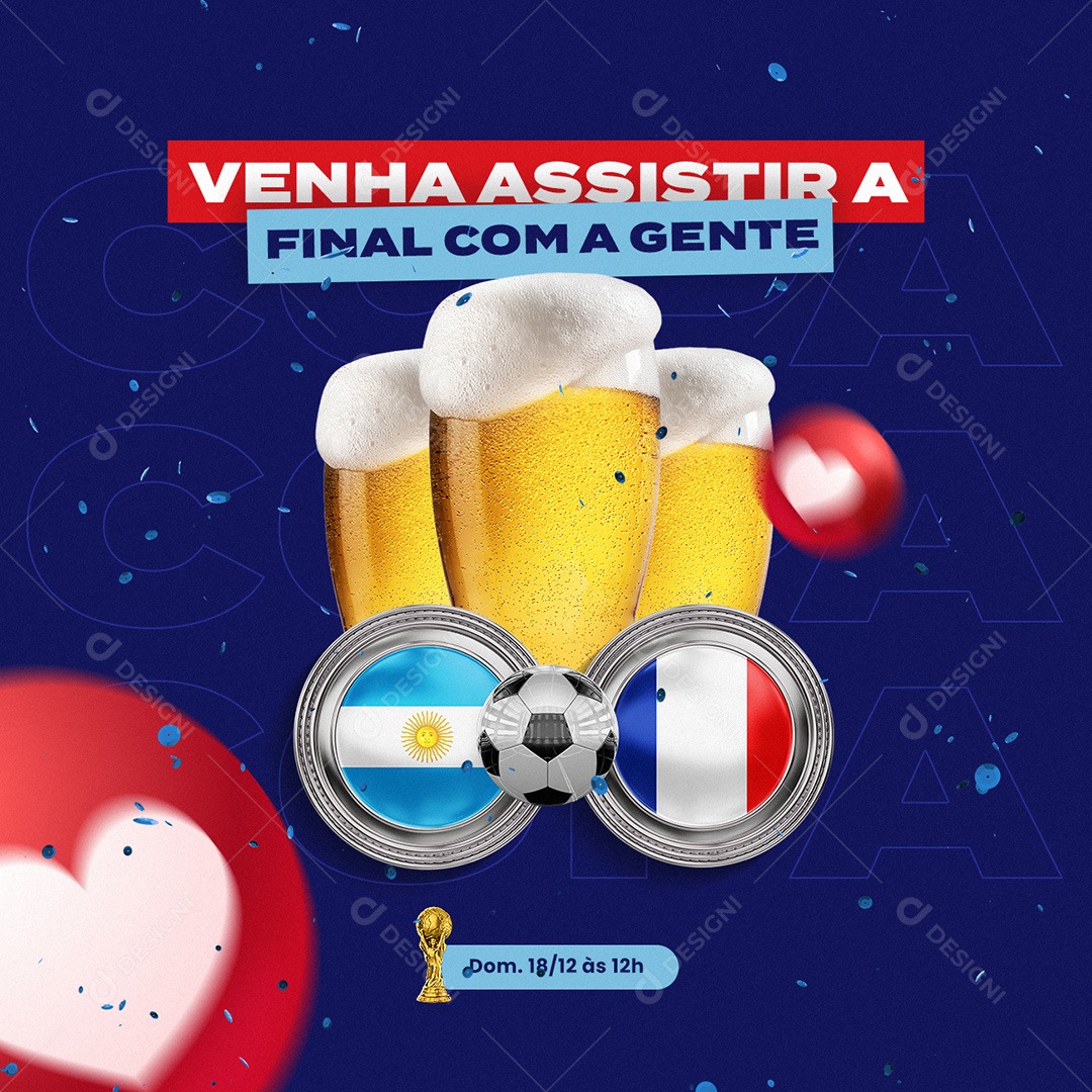 Venha Assistir Cervejaria Argentina x França Futebol Social Media PSD Editável