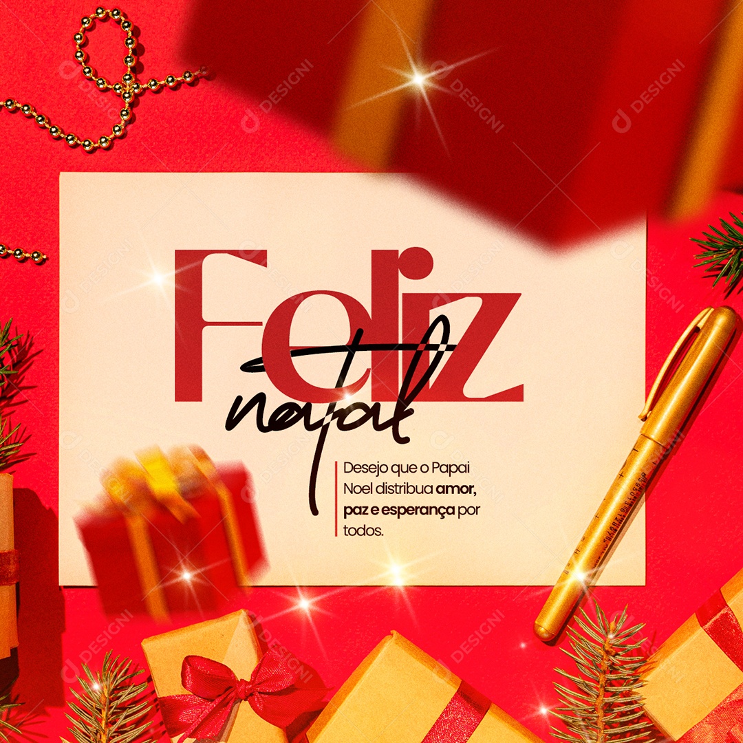 Desejo Que o Papai Noel Distribua Amor Feliz Natal Social Media PSD Editável