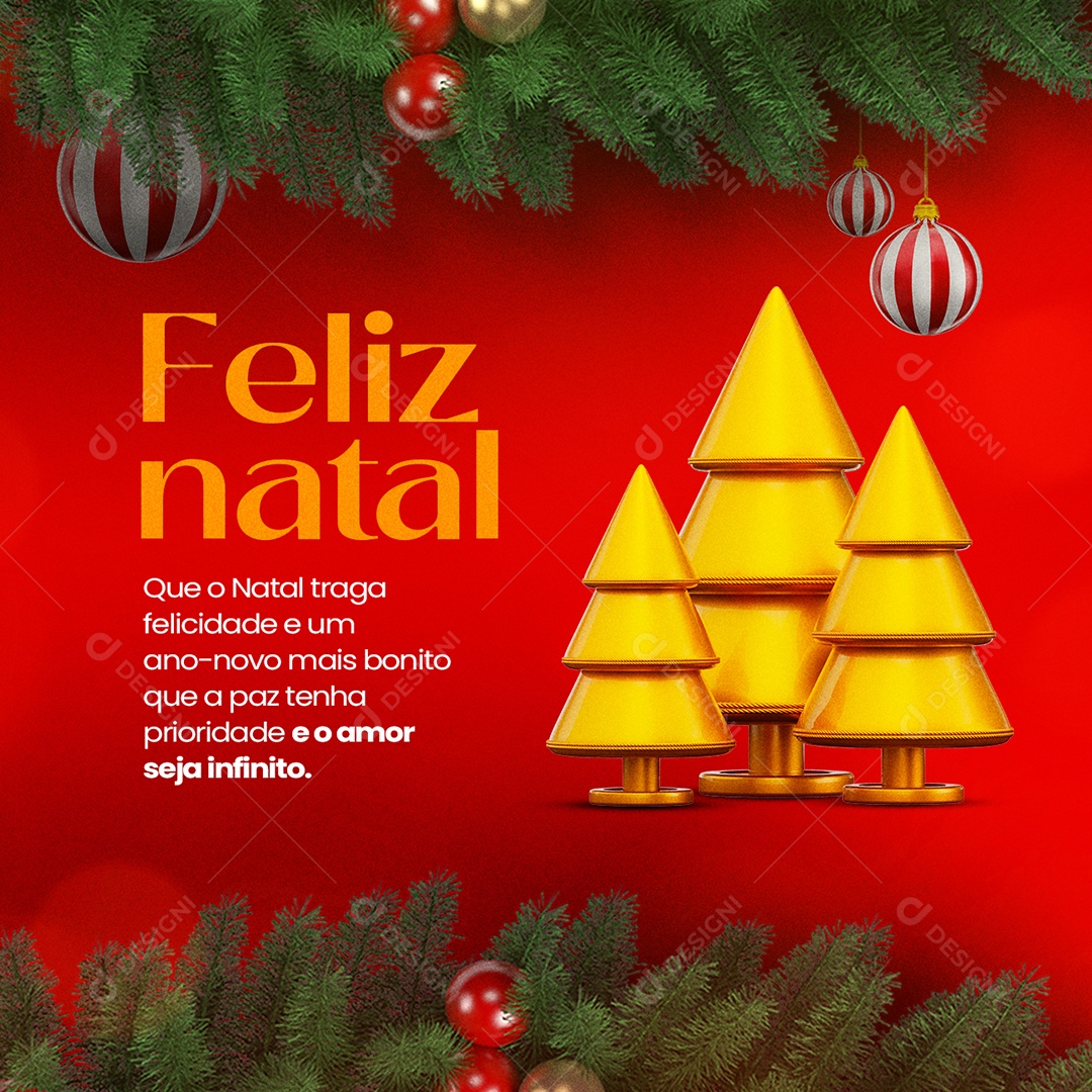 Que o Natal Traga Felicidade Feliz Natal Social Media PSD Editável