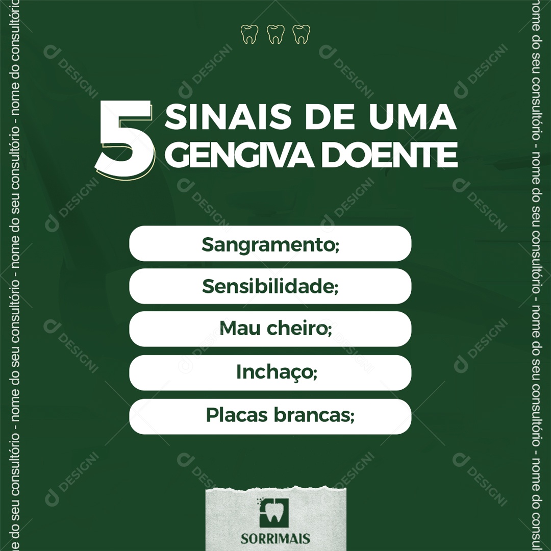 Dentista 5 Sinais de Uma Gengiva Doente Social Media PSD Editável