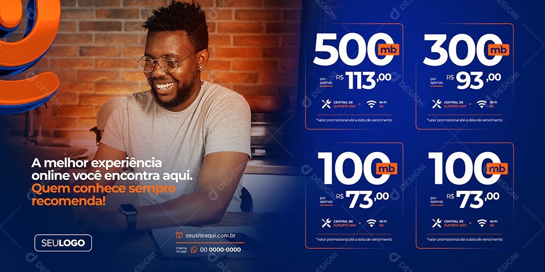 Social Media Provedor de Internet Banner A Melhor Experiência PSD Editável