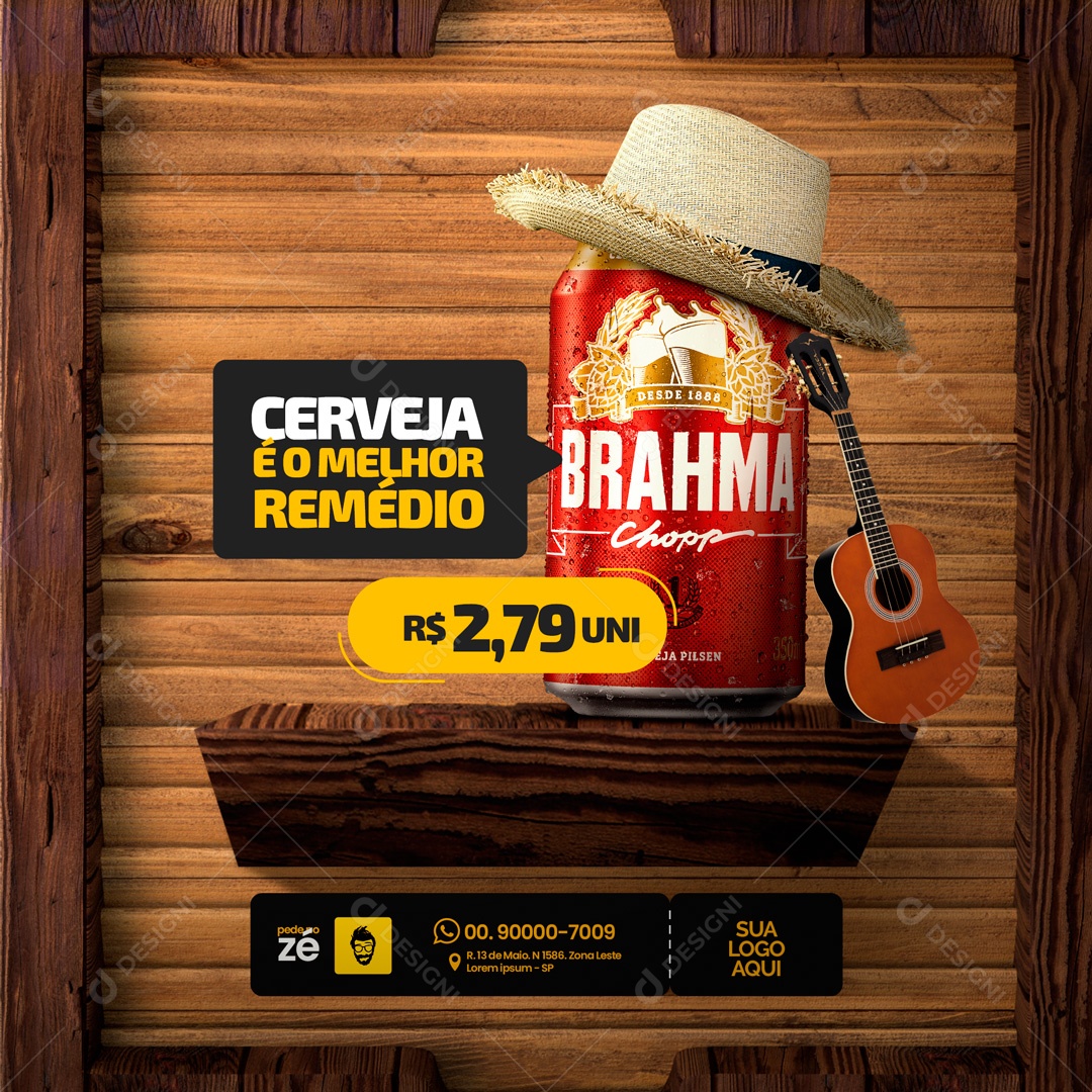 Cerveja é o Melhor Remédio Distribuidora de Bebidas Social Media PSD Editável