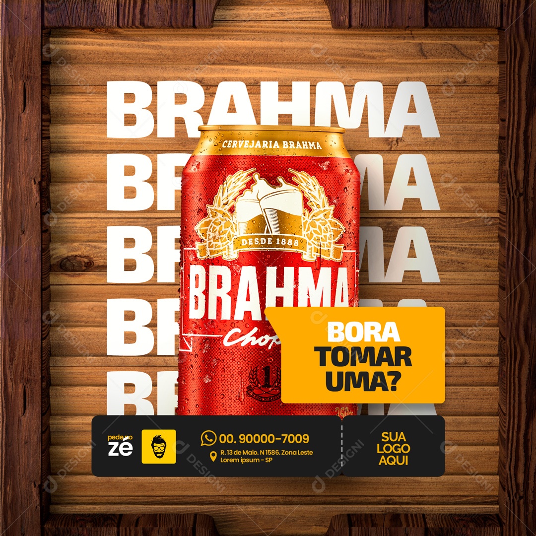 Bora Tomar uma Cerveja Brahma? Distribuidora de Bebidas Social Media PSD Editável
