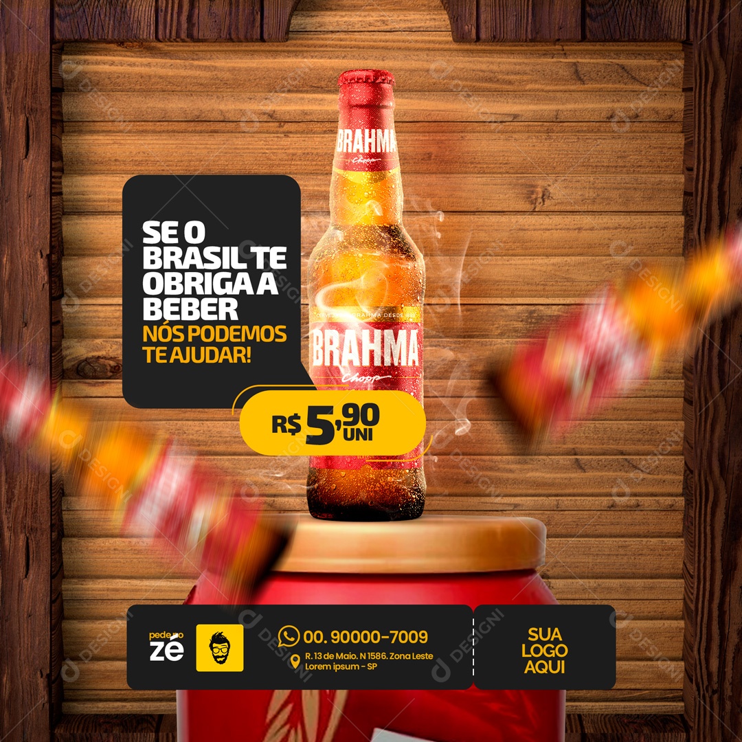 Cerveja Brahma Distribuidora de Bebidas Social Media PSD Editável