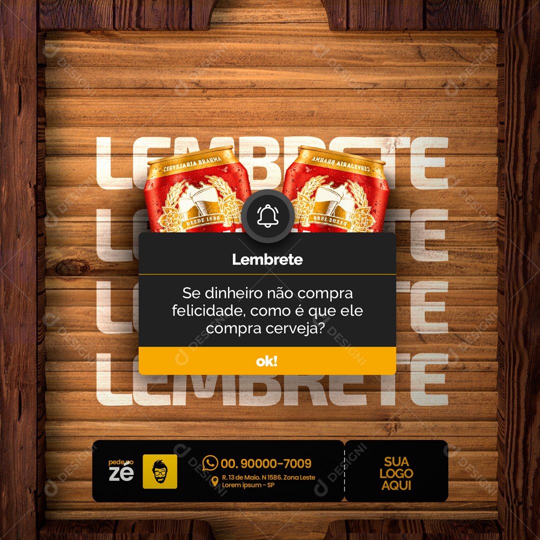 Lembrete Distribuidor de Bebidas Social Media PSD Editável