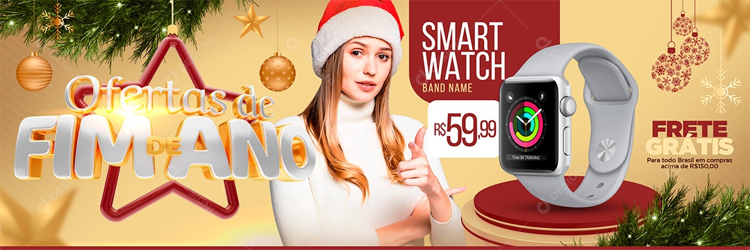 Banner Ofertas de Fim de Ano Social Media PSD Editável