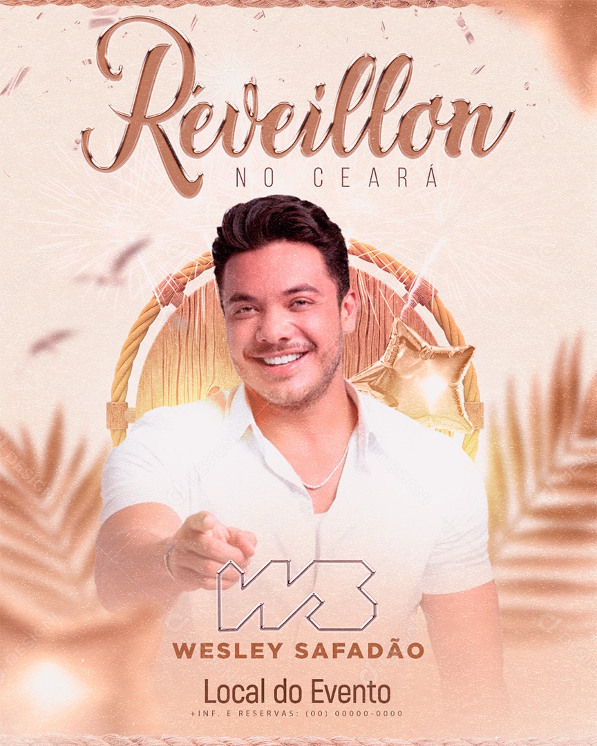 Flyer Réveillon Wesley Safadão no Ceará Social Media PSD Editável