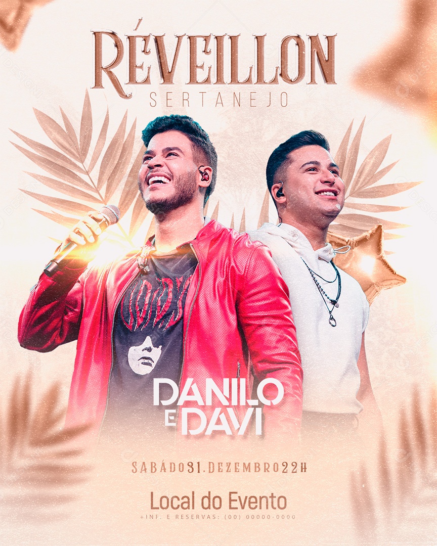 Flyer Réveillon Sertanejo Danilo e Davi Social Media PSD Editável