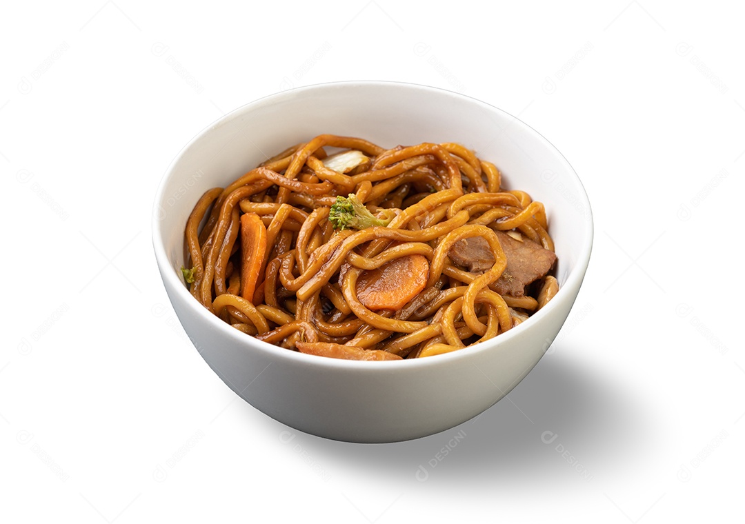 Yakisoba, massa tradicional Japão com macarrão, carne e vegetais