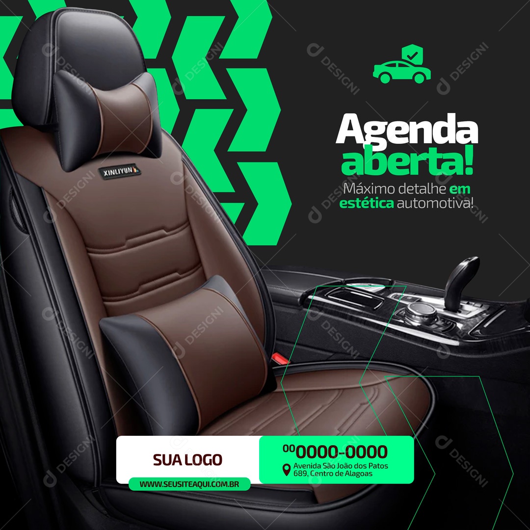 Limpeza Higienização e Hidratação de Couro Estética Automotiva Social Media PSD Editável